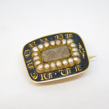 Victorian 15ct Gold, Enamel, Pearl Mourning Brooch 'Mary Poile, 1840' Antique