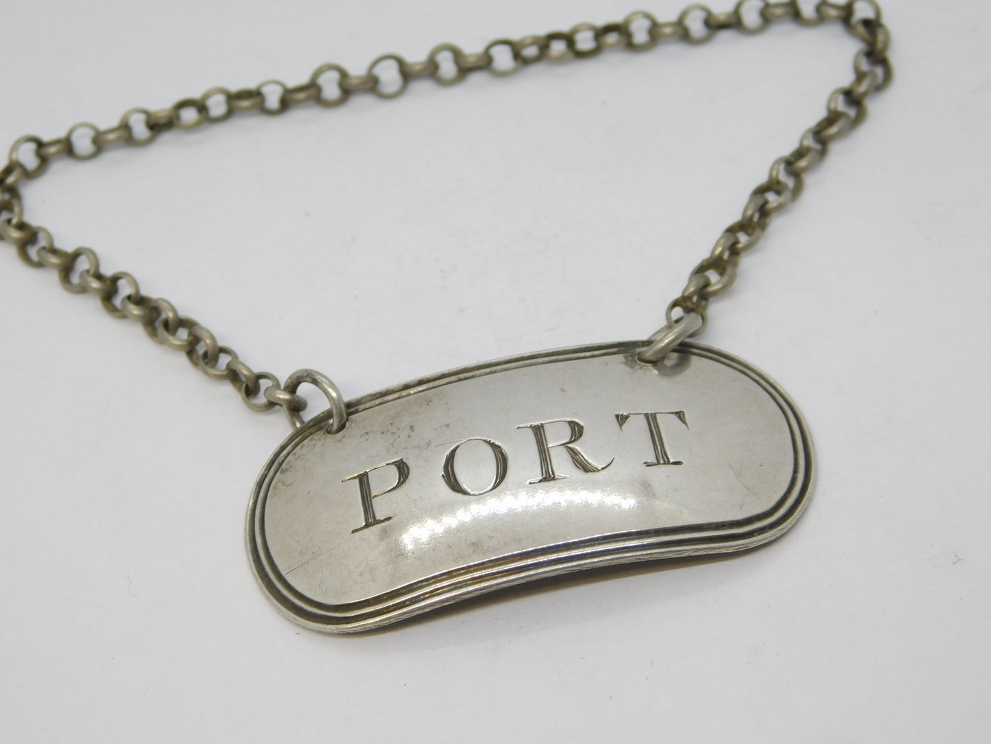 George III Sterling Silver Port Decanter Label Antique 1809 London E. Morley