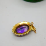Victorian 18ct Gold, Amethyst & Seed Pearl Set Drop Pendant Antique c1880