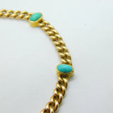 Victorian 15ct Gold & Cabochon Turquoise Set Chain Bracelet Antique c1890