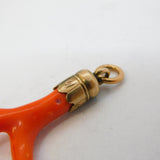 Victorian 9ct Gold Mounted Red Coral Specimen Pendant Antique c1860