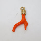 Victorian 9ct Gold Mounted Red Coral Specimen Pendant Antique c1860