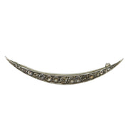 19th Century Sterling Silver Graduated Paste Set Crescent Brooch Antique c1860