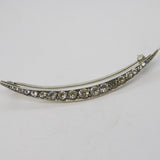 19th Century Sterling Silver Graduated Paste Set Crescent Brooch Antique c1860