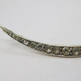 19th Century Sterling Silver Graduated Paste Set Crescent Brooch Antique c1860