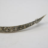 19th Century Sterling Silver Graduated Paste Set Crescent Brooch Antique c1860