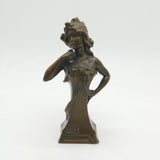 Victorian Art Nouveau Cast Bronze Sculpture of Young Lady Antique c1890