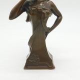 Victorian Art Nouveau Cast Bronze Sculpture of Young Lady Antique c1890