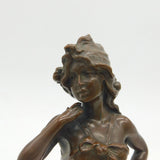 Victorian Art Nouveau Cast Bronze Sculpture of Young Lady Antique c1890