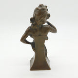 Victorian Art Nouveau Cast Bronze Sculpture of Young Lady Antique c1890