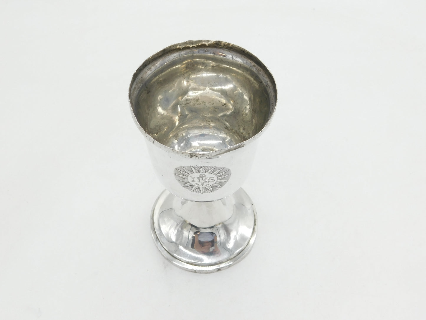 George II Sterling Silver 'IHS' Communion Wine Chalice Antique 1758 London