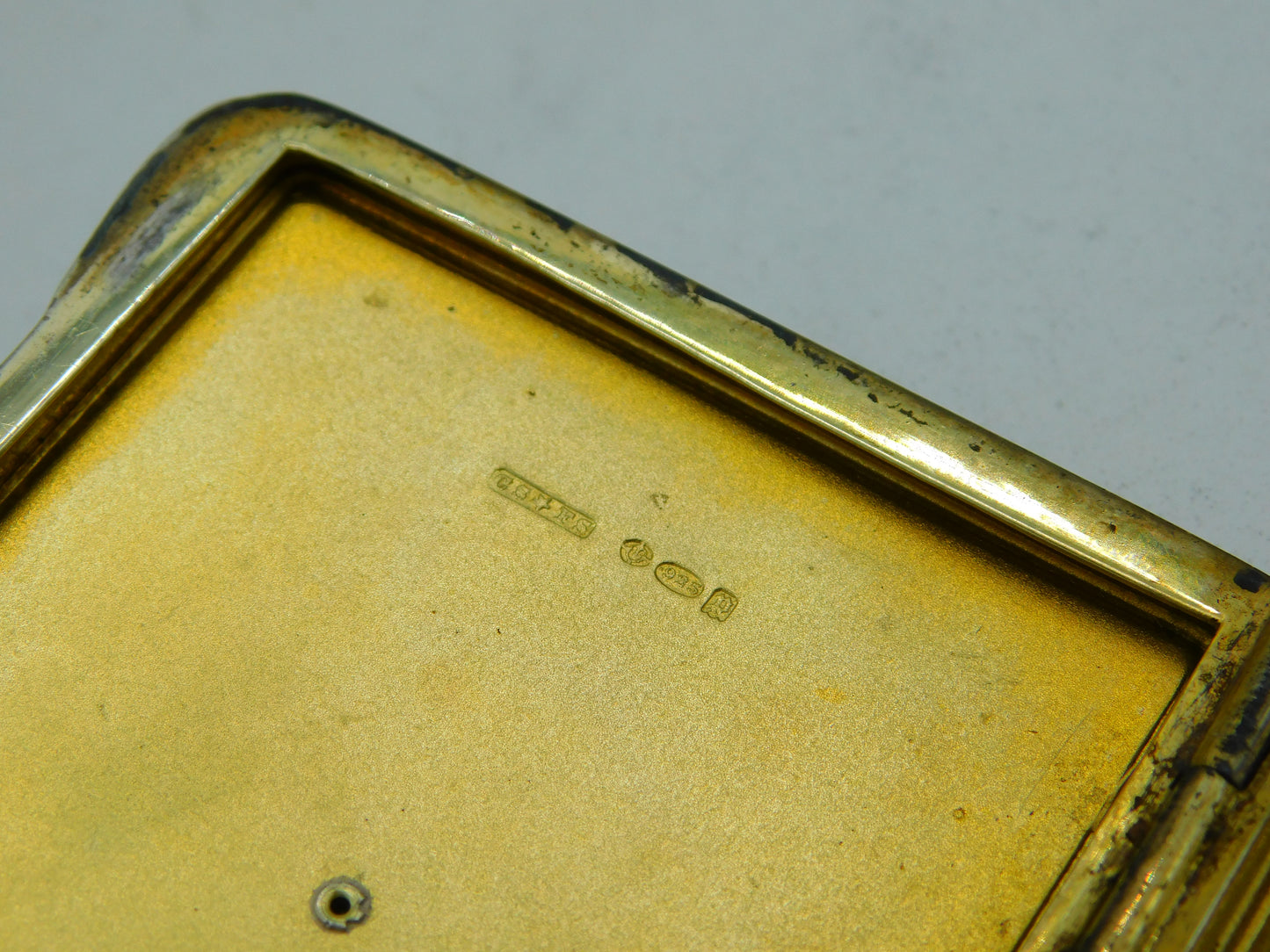 Sterling Silver, Yellow-Black Enamel, Marcasite Ladies Cigarette Case Antique 1930 London
