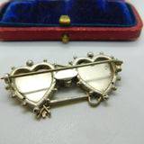 9ct Rose Gold & Sterling Silver Mizpah Swallow Brooch Antique 1910 Edwardian