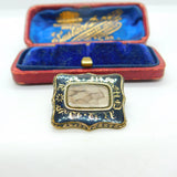Georgian 9ct Gold, Black Enamel & Hair Plait Mourning Brooch AF Antique c1800
