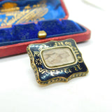 Georgian 9ct Gold, Black Enamel & Hair Plait Mourning Brooch AF Antique c1800