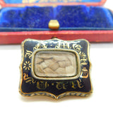 Georgian 9ct Gold, Black Enamel & Hair Plait Mourning Brooch AF Antique c1800