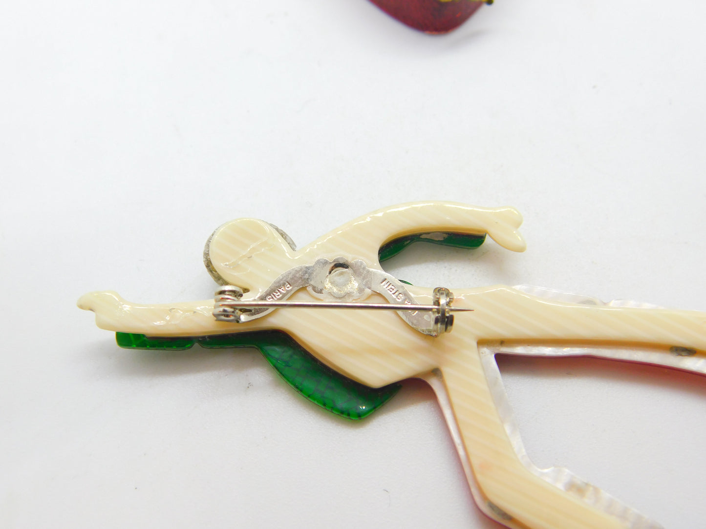 Lea Stein Paris Marked Disco Dancer Brooch Pin Vintage c1960
