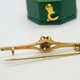 Edwardian 9ct Yellow Gold Seed Pearl Set Floral Sweetheart Brooch Antique c1910