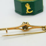Edwardian 9ct Yellow Gold Seed Pearl Set Floral Sweetheart Brooch Antique c1910