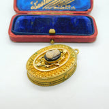 Victorian Pinchbeck Gold Ornate Hardstone Cameo Double Locket Antique c1890