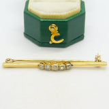 Edwardian 18ct Gold Five-Stone Diamond Dress Brooch Antique c1910