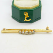 Edwardian 18ct Gold Five-Stone Diamond Dress Brooch Antique c1910