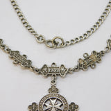Sterling Silver St. John Ambulance Tag & Fob Necklace Antique c1940 Art Deco