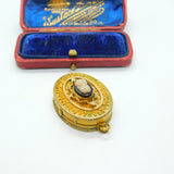 Victorian Pinchbeck Gold Ornate Hardstone Cameo Double Locket Antique c1890