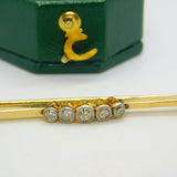 Edwardian 18ct Gold Five-Stone Diamond Dress Brooch Antique c1910