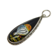 Sterling Silver Morpho Butterfly Wing Perched Robin Pendant Antique c1920