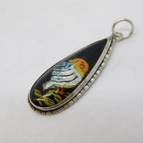 Sterling Silver Morpho Butterfly Wing Perched Robin Pendant Antique c1920