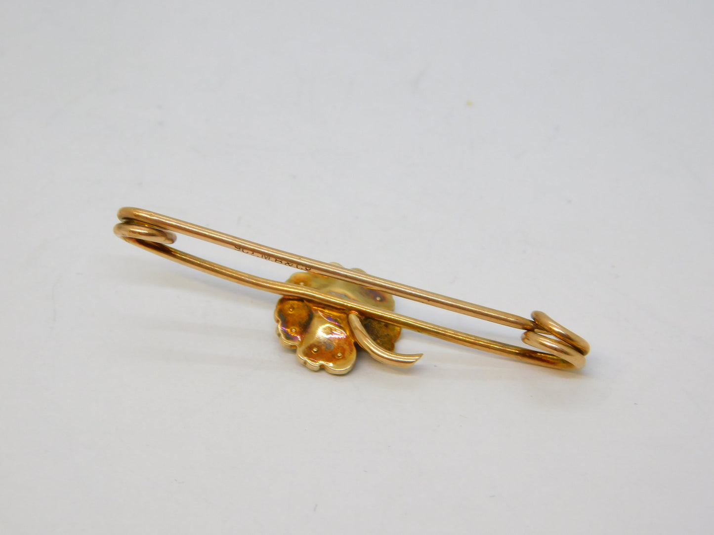 Murrle Bennett & Co 9ct Gold, Seed Pearl, Turquoise Floral Brooch Antique c1910