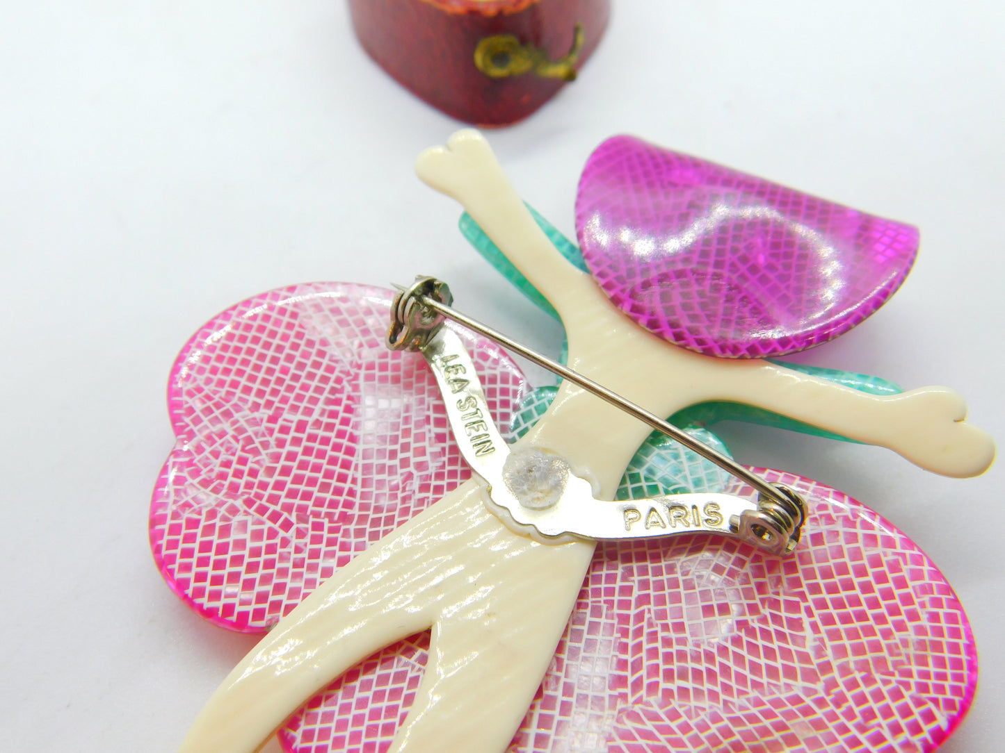 Lea Stein Paris Marked Colourful Cowgirl Brooch Pin Vintage c1960