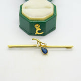 Edwardian 15ct Yellow Gold, Sapphire & Seed Pearl Sweetheart Brooch Antique c1910
