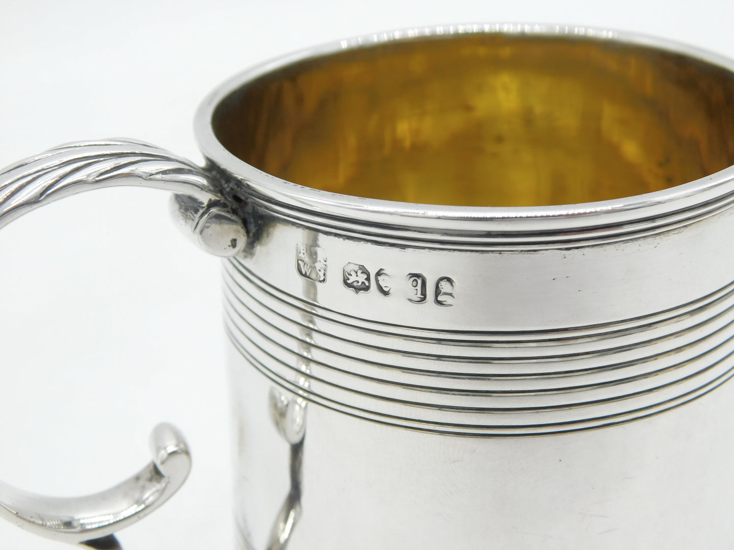 William IV Sterling Silver Lined Pattern Christening Mug Antique 1831 London