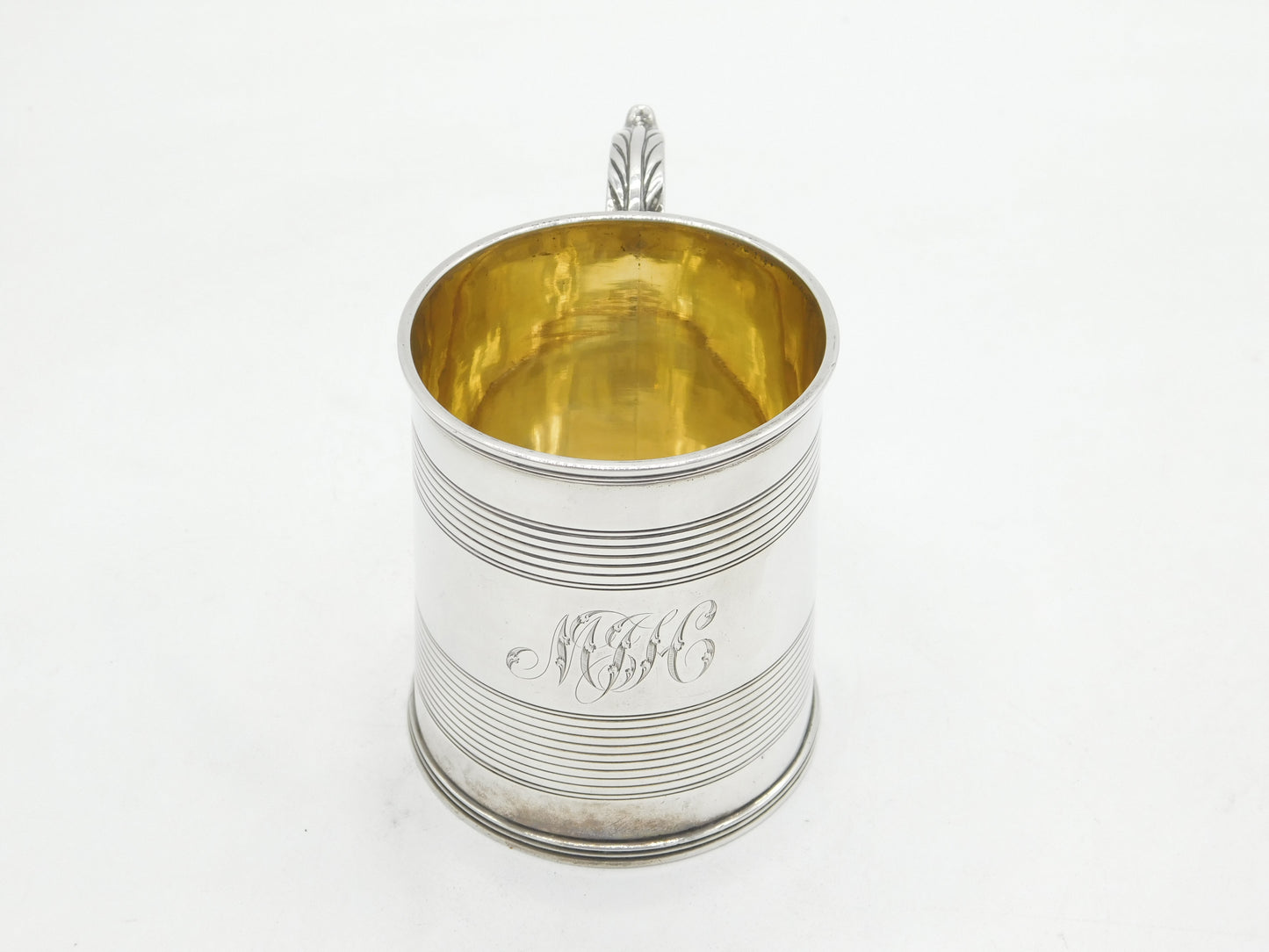 William IV Sterling Silver Lined Pattern Christening Mug Antique 1831 London