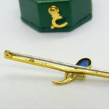 Edwardian 15ct Yellow Gold, Sapphire & Seed Pearl Sweetheart Brooch Antique c1910