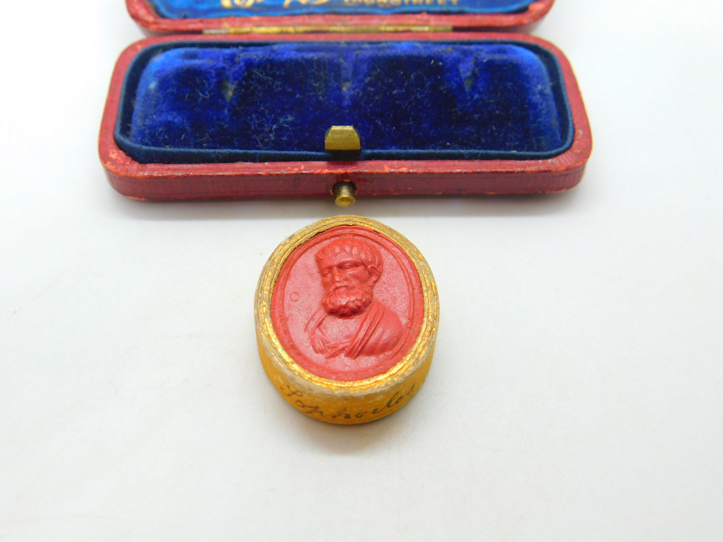 Grand Tour Red Wax Seal Cameo Of Tragedian Sophocles Antique c1830 Regency