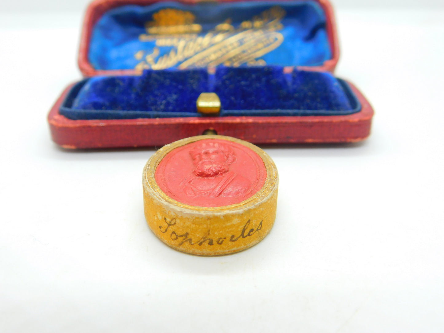 Grand Tour Red Wax Seal Cameo Of Tragedian Sophocles Antique c1830 Regency
