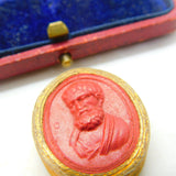 Grand Tour Red Wax Seal Cameo Of  Tragedian Sophocles Antique c1830 Regency