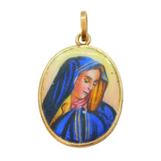 19th Century Austro-Hungarian 14ct Gold & Enamel Mary or Maria Pendant Antique c1880