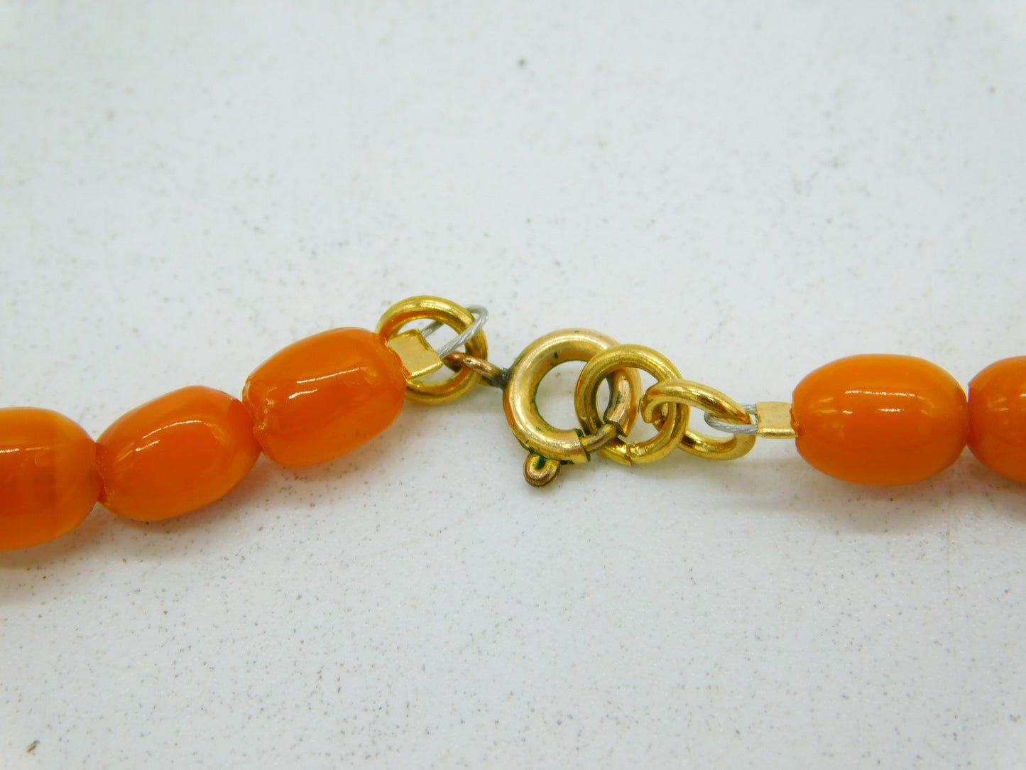 19th Century 9ct Yellow Gold Clasp Butterscotch Amber Graduating Necklace Antique c1860