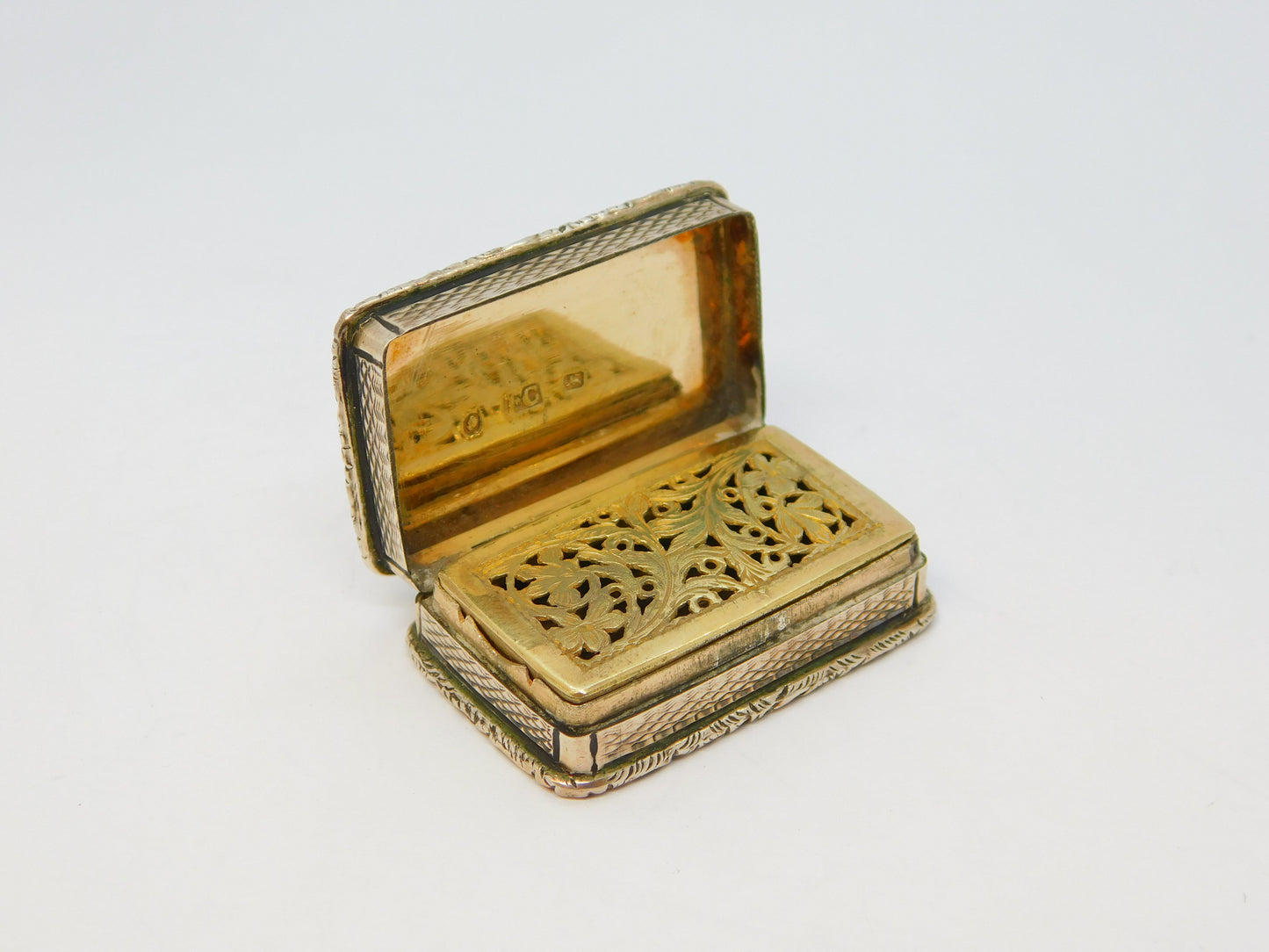 George IV Sterling Silver Gilded Floral Vinaigrette Antique 1827 Birmingham