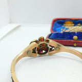 Austro-Hungarian 9ct Gold Bohemian Garnet Set Floral Bangle Antique c1860 Victorian