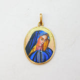 19th Century Austro-Hungarian 14ct Gold & Enamel Mary or Maria Pendant Antique c1880