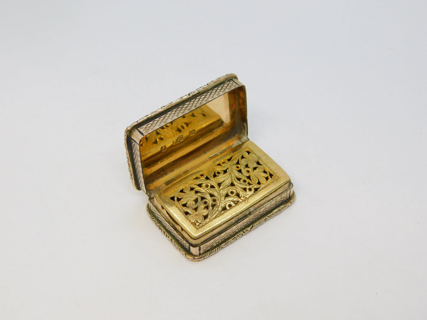 George IV Sterling Silver Gilded Floral Vinaigrette Antique 1827 Birmingham