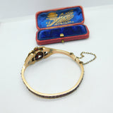 Austro-Hungarian 9ct Gold Bohemian Garnet Set Floral Bangle Antique c1860 Victorian