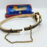 Austro-Hungarian 9ct Gold Bohemian Garnet Set Floral Bangle Antique c1860 Victorian