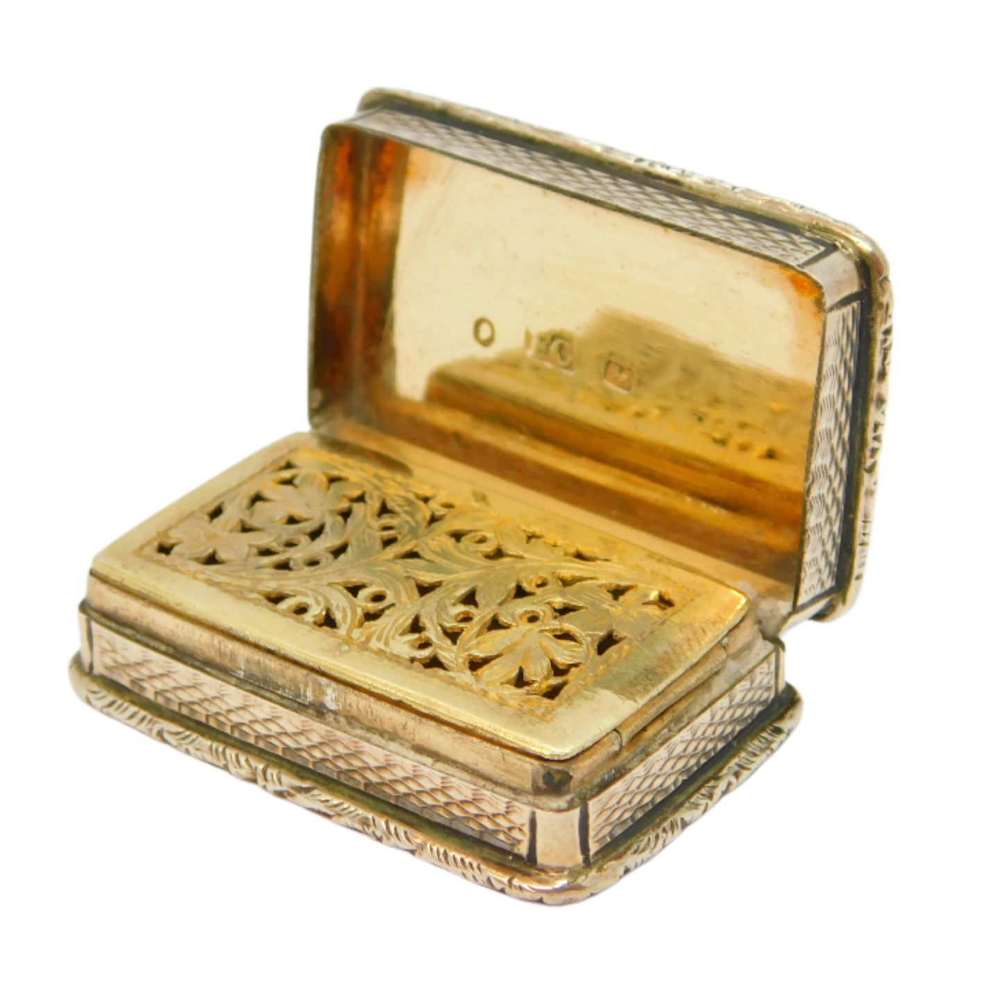 George IV Sterling Silver Gilded Floral Vinaigrette Antique 1827 Birmingham