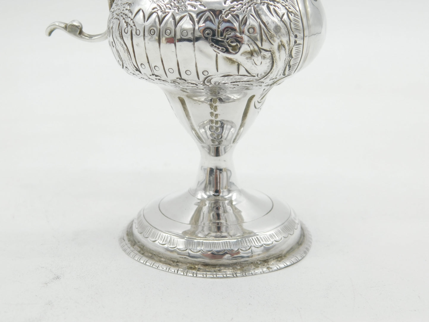 George III Sterling Silver Pedestal Farm Scene Cream Jug Antique 1785 London